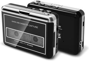Vintage Cassette Player Converter Compact Cassette Tape Audio to Digital Format Record Cassettes to PC Portable Cassette Player with 3.5MM External Jack(Black)