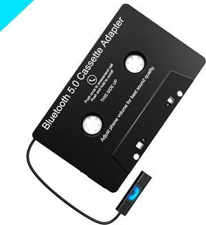 Car Audio Cassette to Aux Adapter Wireless Cassette Audio Receiver Cassette Player Bluetooth 5.0 Cassette Aux Adapter for Car Cell Phone MP3 etc. Black