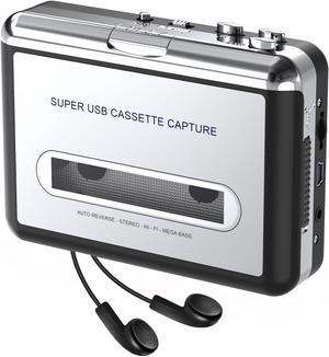 Cassette Player - Compact Tape Player Portable Recorder with Earphone-Convert Audio Music Cassette to MP3 Digital Compatible with Laptop/PC/MAC- for Entertainment Travel Light Sports(Silver)