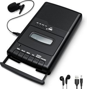 Retro Cassette Player Recorder with Independent Microphone Cassette USB Digital Converter with Reverse Recording Portable Tape USB Audio Player with Earphone Retractable Handle