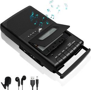 Cassette Player & Recorder with USB Lapel Microphone - USB Player & Portable Tape to MP3 Digital Converter with Headphone Jack Dual Power (AC/Battery) Retractable Carry Handle
