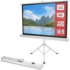 50 Inch Portable Projector Screen with Tripod Stand C Lightweight Durable Easy Pull Setup Mobile Projection Screen with 4:3 Aspect Ratio White Matte Fabric for Indoor/Outdoor Use