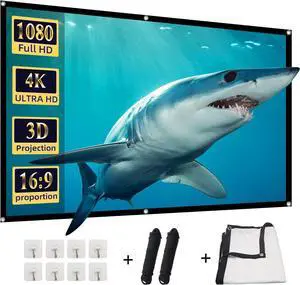 Projector Screen 84 inch Foldable Portable Rear Front Projector Screen Indoor Outdoor 4K 16:9 HD Double Sided Projection Movies Screen for Camping Party Backyard Home Theater