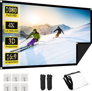 60 Inch Projector Screen 4K 16:9 HD Portable Projection Movie Screen Anti-Crease Indoor Outdoor Simple Install Easy Carrying Projection Screen for Home Theater Backyard