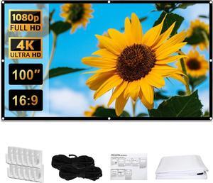 Projection Screen 100 in Anti-Crease 16:9 Foldable Portable Movie Night Projector Screen Washable 4K Ultra HD Projector Sheet Screen for Home Theater Outdoor Indoor Support Double Sided 3D