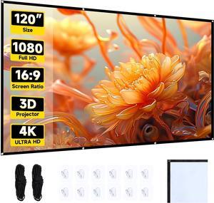 Projector Screen - 120 inch Projector Screen 16:9 Washable Foldable Portable Projector Movie Screen for Home Theater Indoor Outdoor Projector Screen Support Double Sided Projection Screen.