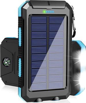 Solar Charger Power Bank 38800mAh Portable Charger Fast Charger Dual USB Port Built-in Led Flashlight and Compass for All Cell Phone and Electronic Devices