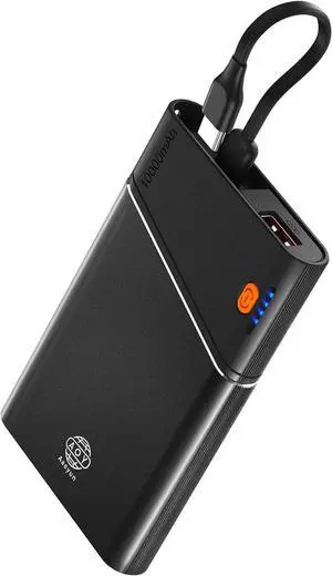 Portable Charger Power Bank 10000mAh 22.5W PD Super Fast Charging Powerbank with Built-in USB C in&Out Cable Slim External Phone Battery Pack for iPhone 16/15/14 iPad  S24 Android etc