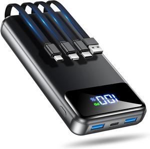 Portable Charger Power Bank 50000mAh Battery Pack 22.5W Fast Charging PowerBank with Built in Cables Travel Essential USB-C Portable Phone Charger for iPhone  Pixel Android iPad