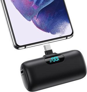 Mini Portable Charger 5000mAh Power Bank 15W PD USB C Cell Phone Portable Power LCD Display Battery Pack Compatible With iPhone 16/15/15 Plus/15 Pro/15 Pro Max/Android//Moto/LG(Type-C Only)