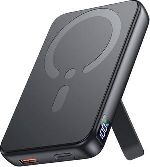 for Magsafe Portable Charger 12000mAh Wireless Magnetic Power Bank with Stand and USB C in/Out Fast Charging for Magsafe Battery Pack Compatible with iPhone 15/14/13/12 Pro/Pro Max Series-Black