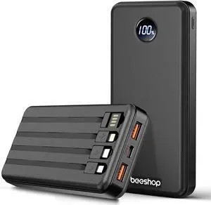 Portable Charger Power Bank - 37000mAh Portable Battery with 4 Built-in Cables 22.5W Fast Charging Battery Pack Bank Compatible with iPhone 16 15 14 13 Android  Phone etc(1 Pack)