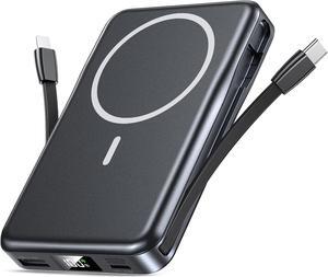 Magnetic Portable Charger 5 in 1 Power Bank 10000mAh Portable Charger with Built in Cable USB-C Fast Charging for Magsafe Battery Pack Compatible with iPhone 16/15/14/13 Pro/Pro Max  Series