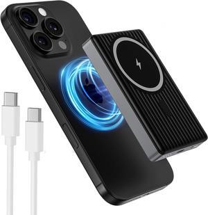 Wireless Portable Charger Android Magnetic Power Bank for Galaxy S25 Ultra/S24 Ulra FE/S23/S22/S21/S20/Pixel 9/8a/8 10000mAh Magsafe Battery Pack 20W USB-C Cable Fast Charging for iPhone 16/15
