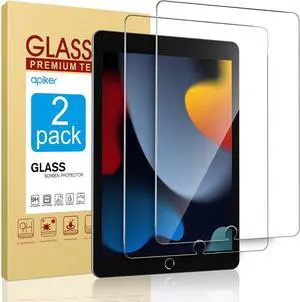 2 Pack Screen Protector for iPad 9th 8th 7th Generation 10.2 Inch Tempered Glass Film for iPad 9 8 7 (2021/2020/2019) Case Friendly  Pencil Compatible High Response