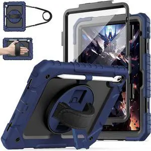 Cantis Case for iPad 11-inch (A16) 2025/ iPad 10th Generation 2022 (10.9 inch) with Screen Protector iPad 11th Case with 360 Degree Rotating Stand/Shoulder Strap/Pencil Holder Navy Blue