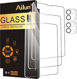 Screen Protector for iPad Pro 11 inch 2022/2021/2020 (4th/3rd/2nd Generation) 3 Pack + 2 Pack Camera Lens Protector Tempered Glass Face ID &  Pencil & Case Compatible