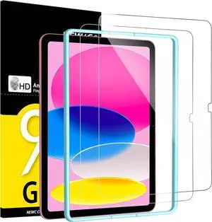 NEWC 2 Pack Designed for iPad (A16) 11th Generation 2025 iPad 10th Generation 10.9 inches 2022 Screen Protector Tempered Glass Bubble Free Ultra Resistant (Easy Installation Frame)