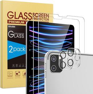 2+2 Pack Screen Protector for iPad Pro 12.9 (2022/2021/2020) + Camera Lens Protector Tempered Glass for iPad Pro 12.9 inch 6th/5th/4th Generation Support  Pencil & Case Friendly