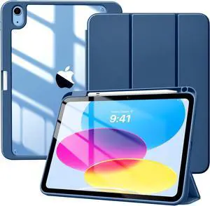 Case for iPad (A16) 11th Generation 11 Inch 2025 iPad 10th Generation Case 10.9 Inch 2022 with Pencil Holder Slim Protective Cover with Clear Back Shell Auto Wake/Sleep Abyss Blue