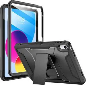 Case for iPad (A16) 11th Generation 11-inch 2025 iPad 10th Generation 10.9-inch 2022 with Built-in Screen Protector and Kickstand Rugged Full Body Protective Cover - Black