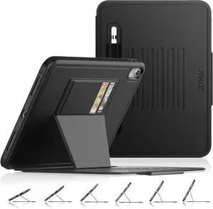 Case for iPad 6th/5th Generation/Air 2/Pro 9.7'', Smart Magnetic Auto Sleep Cover with Card Holder, Stand Multi-Angles Feature (Black)