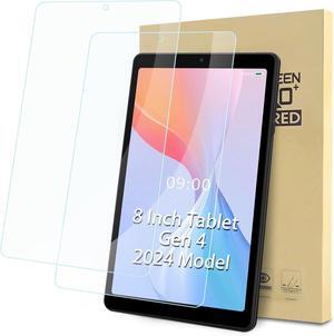 2-Pack Screen Protector Compatible with Onn 8 Gen4 Tablet (2024 Model) Tempered Glass Clear Film Anti-Scratch 9H Hardness Easy Installation