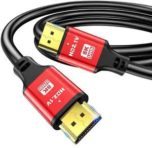 HDMI Cable 3ft 48Gbps 8K@60Hz 4K@120Hz HDCP 2.2 & 2.3 DTS:X HDR 10 Compatible with  TV/eARC/3D/PS5/HDTV/Laptop/Blu-ray High Speed HDMI Cable(Red)