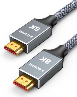 2ft 8K 4K@120Hz HDMI Cable 2.1 48Gbps High Speed Cord for PS5/4 TV Gaming Console Monitor 8K@60Hz 2K@240Hz 144Hz Support HDR eARC DTS:X HDCP 2.2 & 2.3 Braided Grey