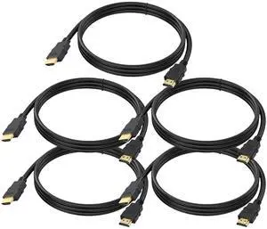 4K HDMI Cable 3 FT 5-Pack 3FT HDMI Cord 4K@60Hz Shielded HDMI Cord Support HDCP 2.2 HDR 3D eARC ARC & CL3 Rated | for TV Laptop Monitor PS5 PS4 Xbox One Fire TV Soundbar  & More