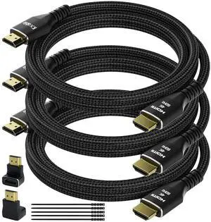 4K HDMI Cable 4 Feet (3 Pack) Ultra HD HDMI 2.0 Cable Nylon Braided & Gold-Plated Connectors 4K @ 60Hz 2K 1080P HDCP 2.2 ARC Bulk HDMI Cables for Laptop Monitors HDTV PS5 Xbox One & More