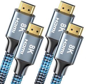 8K HDMI Cable 4 ft 2Pack 48Gbps High Speed HDMI 2.1 Cable Braided HDMI Cable 2.1 8K 60Hz 4K 120Hz Support for HDR eARC HDCP 2.2/2.3 HDMI Cord Compatible with HDTV Laptop Monitor PC