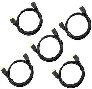 4K HDMI Cable 3 ft 5-Pack 2.0 Ultra HD/Cord High-Speed 18Gbps 2.0b @60Hz (1080P 2160P HDR) Black HDMI Cordfor Laptop Monitors HDTV