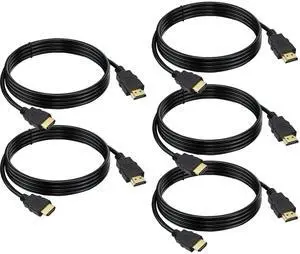 HDMI Cable 6 FT 5-Pack 4K HDMI TV Cable 6FT Shielded HDMI 2.0 CL3 Rated Cord for Smart Monitor with Streaming TV 4K 1080P@144Hz ARC & CL3 Rated | for Laptop Monitor PS5 PS4 Xbox Soundbar