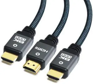 8K HDMI Cable 6.6ft (3 Pack) 48Gbps High Speed HDMI 2.1 Cable Durable Nylon Braided HDMI Cord 3 Pack Supports 8K 60Hz 4K 120Hz 144Hz 3D Dynamic HDR HDCP 2.2 eARC