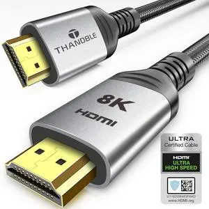 10K 8K HDMI 2.1 Cable 6.6 FT 48Gbps Certified Ultra High Speed HDMI? Cables Cord 8K@60Hz 4K@120Hz DTS:X HDCP 2.2&2.3 HDR 10 eARC 12Bit Compatible for Laptop/Monitor/PS5/Xbox/UHD TV/PC
