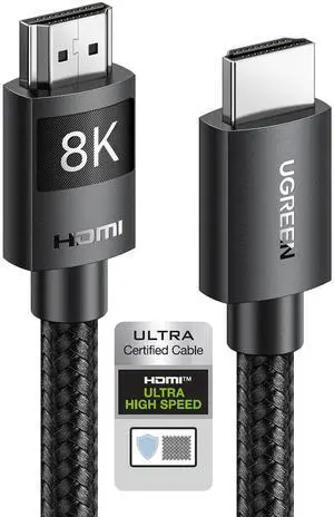 HDMI 2.1 Cable Certified 8K 6.6FT Ultra High Speed HDMI Cord Braided 48Gbps 4K@240Hz 10K@60Hz with Dynamic HDR eARC Dolby Atmos HDCP Compatible with PS5 PS4 Xbox  TV HDTV Blu-ray Projector