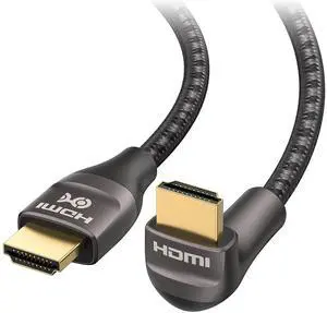 48Gbps Ultra HD 8K Right Angle HDMI Cable 6.6 ft (90 Degree HDMI Cable) with 8K@60Hz 4K@240Hz and HDR Support in Black