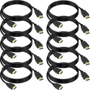 HDMI Cable 6 FT 10-Pack 4K HDMI Computer Cable 6FT Shielded HDMI 2.0 CL3 Rated Cord for Smart Monitor with Streaming TV 4K 1080P@144Hz ARC & CL3 Rated for Laptop Monitor PS5 PS4 Xbox Soundbar