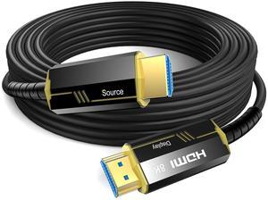 Fiber Optic HDMI Cable 100FT 8K (HDMI 2.1 48Gbps) Ultra High Speed HDMI Cord with Gold Plated Connectors 8K@60Hz 4K@120Hz Compatible for HDTV PC Projector Large Display Male-to-Male