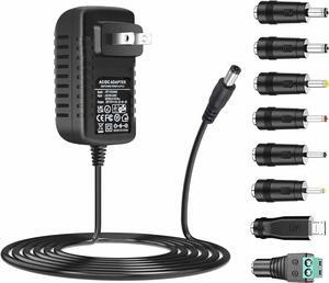 Universal AC Adapter 12V 2A Power Supply Charger 24W AC110V to DC12V 2000mA 1500mA 1000mA 500mA Power Driver 8 DC Plug Tips 12 Volt Converter Inverter Transformer ac dc Adapter(DC12V~2A)