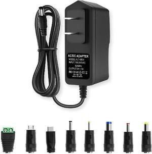 5V DC Power Supply 1A Universal AC Adapter 100-240 50/60Hz Adapter to 5 Volts 1Amp Transformer DC 5V Power Cord 5.5mm x 2.5mm Plug & 8 Tips