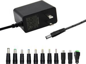 5V 1A AC Adapter Power Supply Charger 5W Universal AC/DC Adapter 100-240V AC to DC 5V Power Cord Converter with 11 Interchangeable Jacks Plug for USB Hub TV Box Router Camera and More (1 Pack)