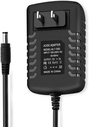 DC 12V 2A Power Supply Adapter 24W AC Adapter 100-240V 50-60Hz to DC 12V 2A Power Cord Transformer with 5.5mm x 2.5mm Barrel Plug for CCTV Camera LED Strip Light Routers