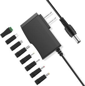 5V 2A Power Adapter 5V Power Supply with 8 DC Plug Tips 10W AC/DC 5v Power Cord AC 100V-240V to DC 5 Volt 1Amp 0.5A Replacement Charger Cord for TV Box Monitor Scanner