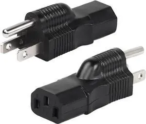 (2pack NEMA 5-15P to IEC320 C13 AC Power Converter Computer Power Extension Adapter L-Shaped US 3 Prong Male Plug to C13 Female Socket Power Adapter Plug 10A/125V