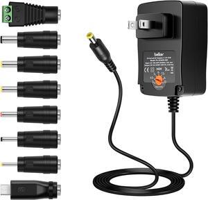 36W Universal 3V 4.5V 5V 6V 7.5V 9V 12V AC DC Adapter Power Supply for LCD LED Light Strip Router HUB Speaker Smart Phone TV Box 1A 1.5A 2A 2.5A 3A 3000mA Amp Max.