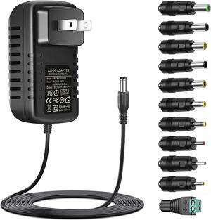 12V 3A AC Adapter Power Supply DC12V Charger 36W with 11 DC Plug Tips AC-DC 12Volts 3Amps 2.5A 2A 1.5A 1A Power Adapter for PC Monitor LED Strip Light Camera GPS Webcam Speakers Router Keyboards