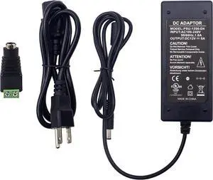 UL Listed 12 Volt 5000 mAh Power Supply Adapter AC 100~240V to DC 12V 5A Transformer 60W w/4 ft Cord & 5.5mm x 2.5mm Barrel Plug Ideal for LED Light Bars DVR/NVR High Power Cameras