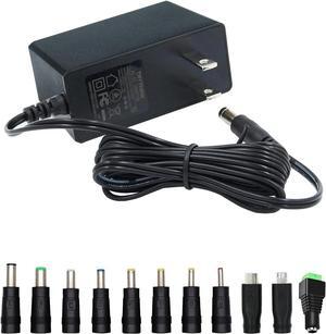 12V Power Supply 12V 2A 24W Universal AC to DC Power Supply Adapter with 5.5mm x 2.1mm Tip and 11 Interchangeable Jacks Plug for LED Strip Lights CCTV Cameras Routers Speakers and More 1 Pack